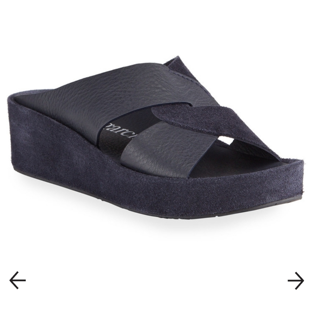 NEW Pedro Garcia Lydia Crisscross Mixed Leather Wedge Sandals